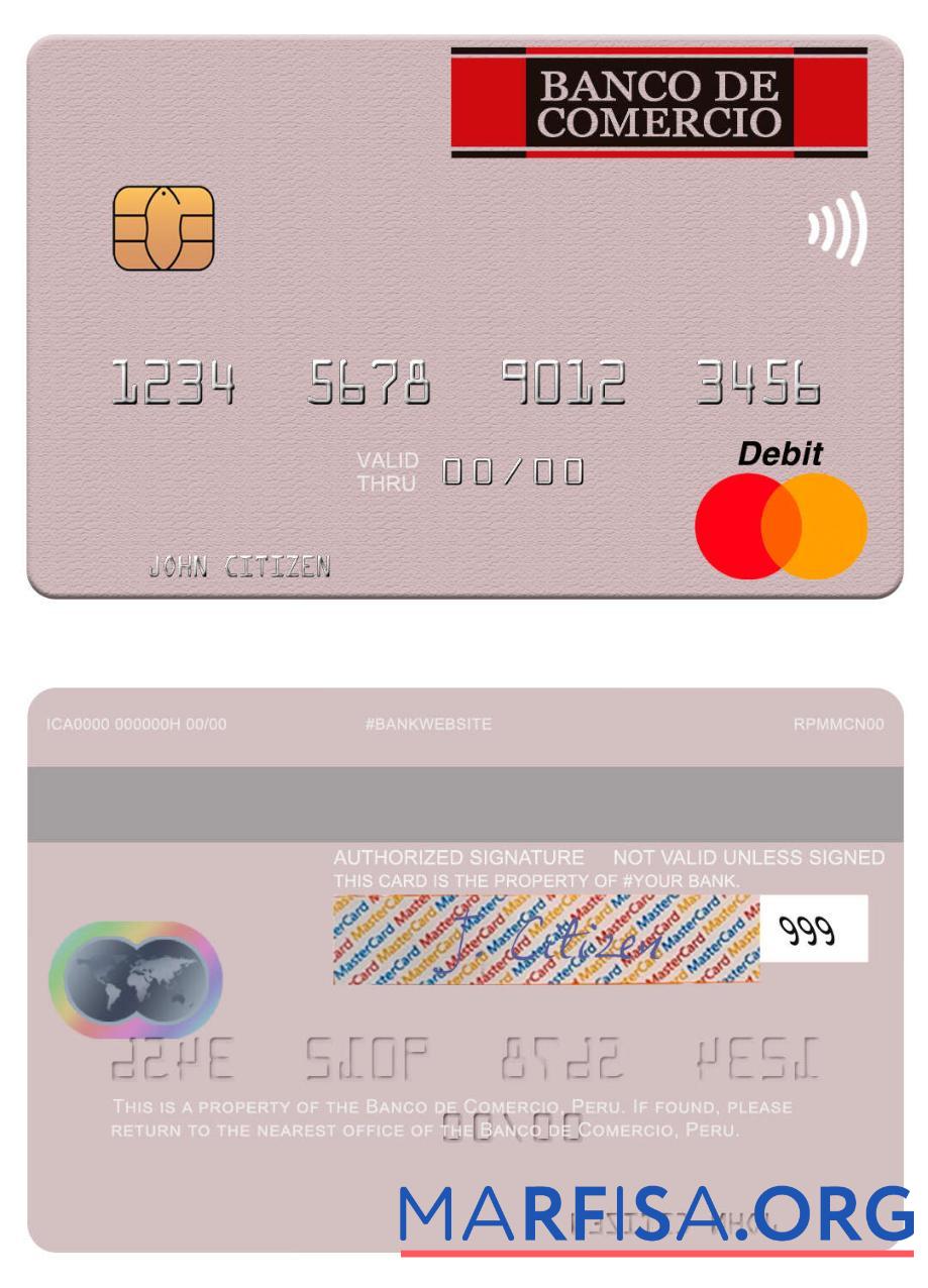 Printable Peru Banco de Comercio mastercard download for verification